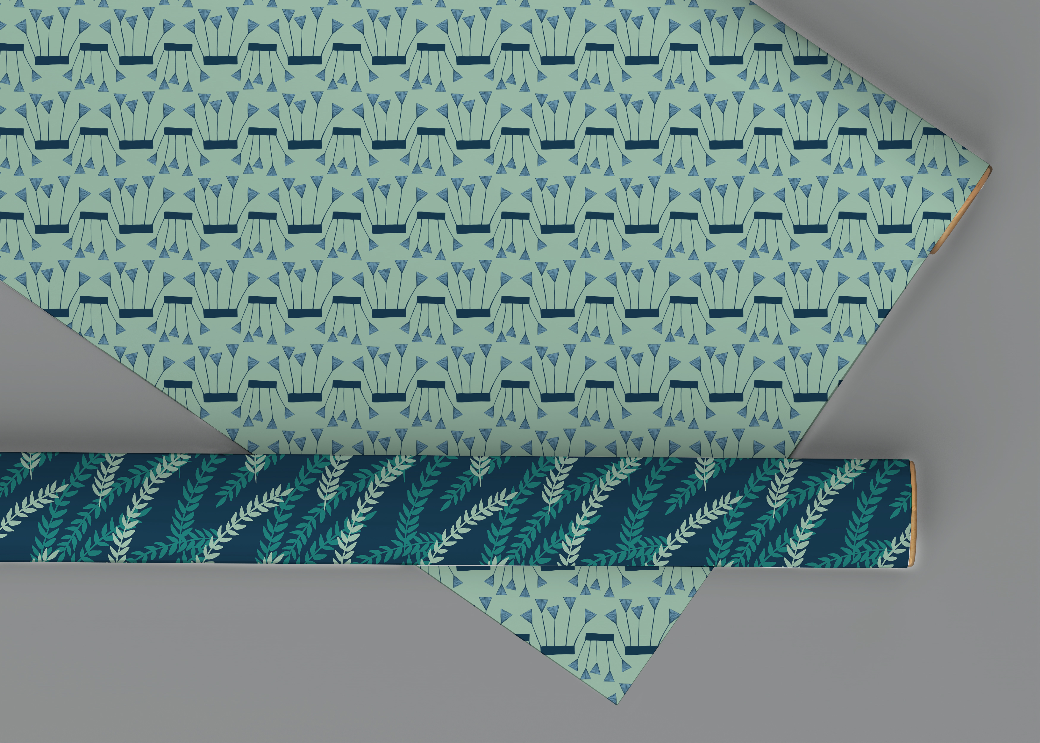 Peacock Collection wrapping paper blue